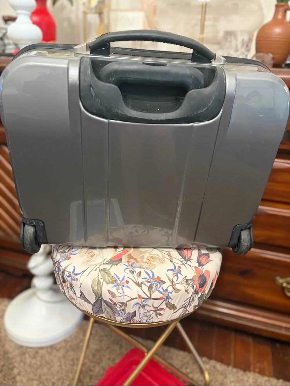 Gray Hard-Shell Garment Storage Case with Top Handle